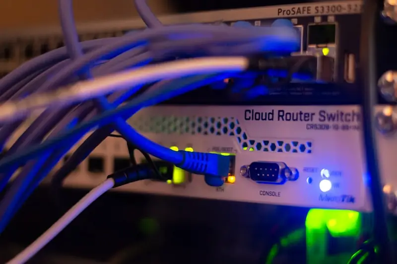 Cables de red conectados a un switch